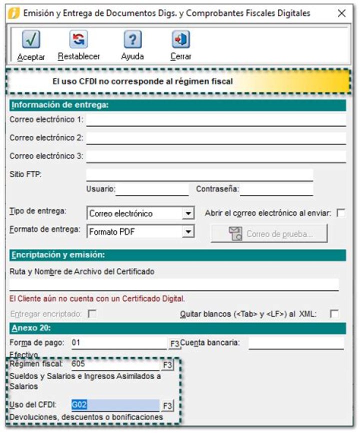 Captura del Régimen Fiscal y Uso de CFDI