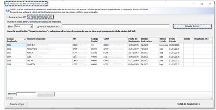 Módulo de Validación de RFC de Empleados vs SAT