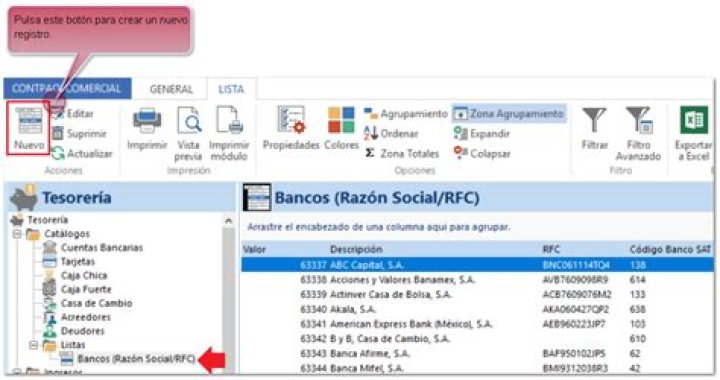 Nuevo catálogo de bancos